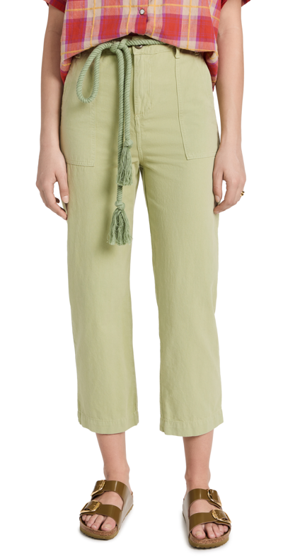 The Great The Voyager Rope Belt Crop Cotton Trousers In Multi