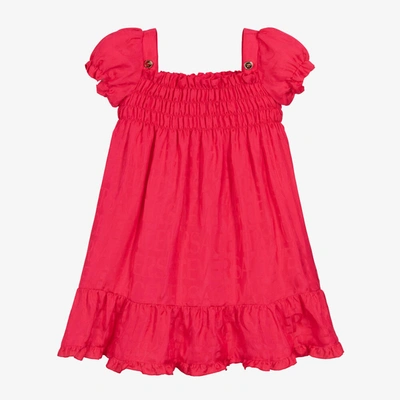 Versace Babies' Girls Pink Satin Jacquard Dress