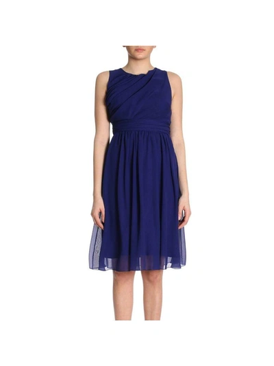 Max Mara Silk Short Dress In Bluette