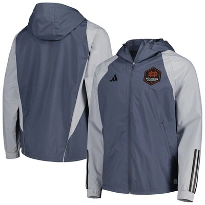 Adidas Originals Adidas Charcoal Houston Dynamo Fc All-weather Raglan Hoodie Full-zip Jacket