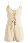 Vero Moda Stripe Lace-up Romper In Irish Cream Dots