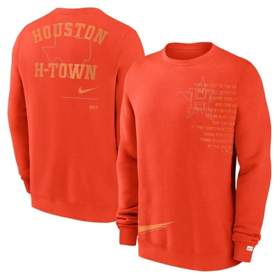 Nike Orange Houston Astros Statement Ball Game Fleece Pullover Sweatshirt