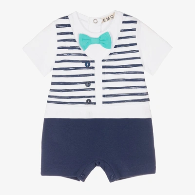 Everything Must Change Baby Boys Blue & White Bow Tie Shortie