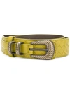 Bottega Veneta Chamomile Intrecciato Nappa Belt In Yellow