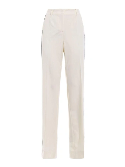 Dolce & Gabbana Wool Stretch Pants In Wbianco Naturale
