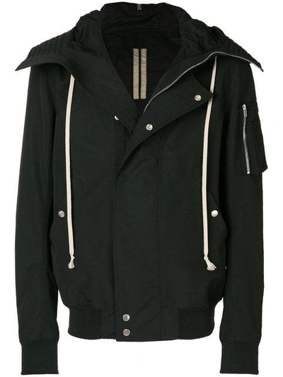 Rick Owens Drkshdw Hooded Bomber Jacket In 09 Black