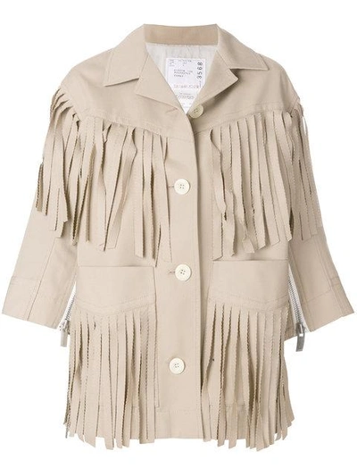 Sacai Fringed Jacket - Neutrals