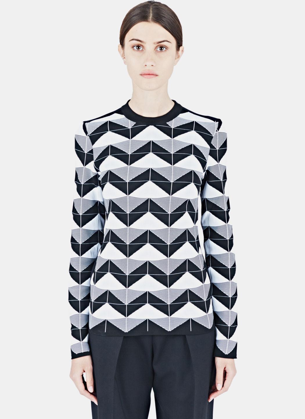 Paco Rabanne Women's Geometric Jacquard Sweater In Black And White ...