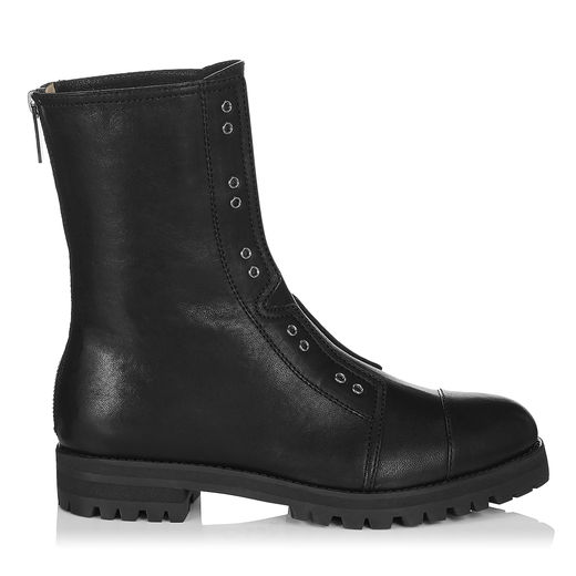 Jimmy Choo Hatcher Black Grainy Leather Combat Boots | ModeSens