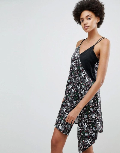 N12h Call Me In The Morning Floral Contrast Slip Dress - Navy
