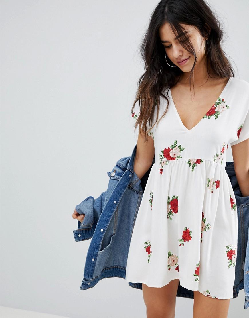 Motel Dress With Tie Back In Romantic Floral Multi ModeSens