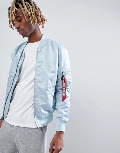 Alpha Industries Ma1-tt Vf Lightweight Reversible Bomber Jacket In Blue/silver With Blood Chit Patch - Blue