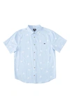 Billabong Sundays Mini Print Short Sleeve Cotton Button-up Shirt In Light Blue