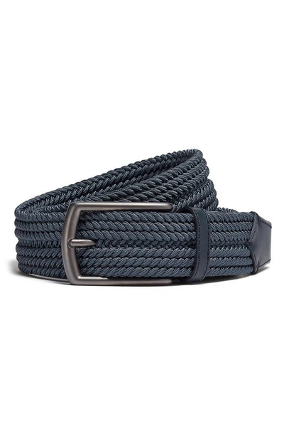 Zegna Triple Stitch™ Buckle Braided Belt In Medium Blue