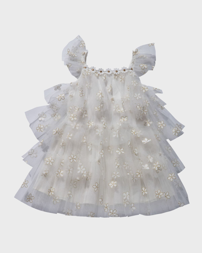 Petite Hailey Kids' Baby Girl's, Little Girl's & Girl's Daisy Layered Tutu Dress In Ivory