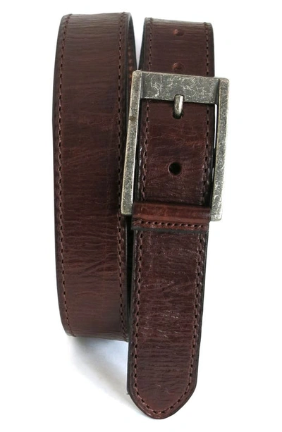 Boconi Burnished Calfskin Leather Belt In Brown