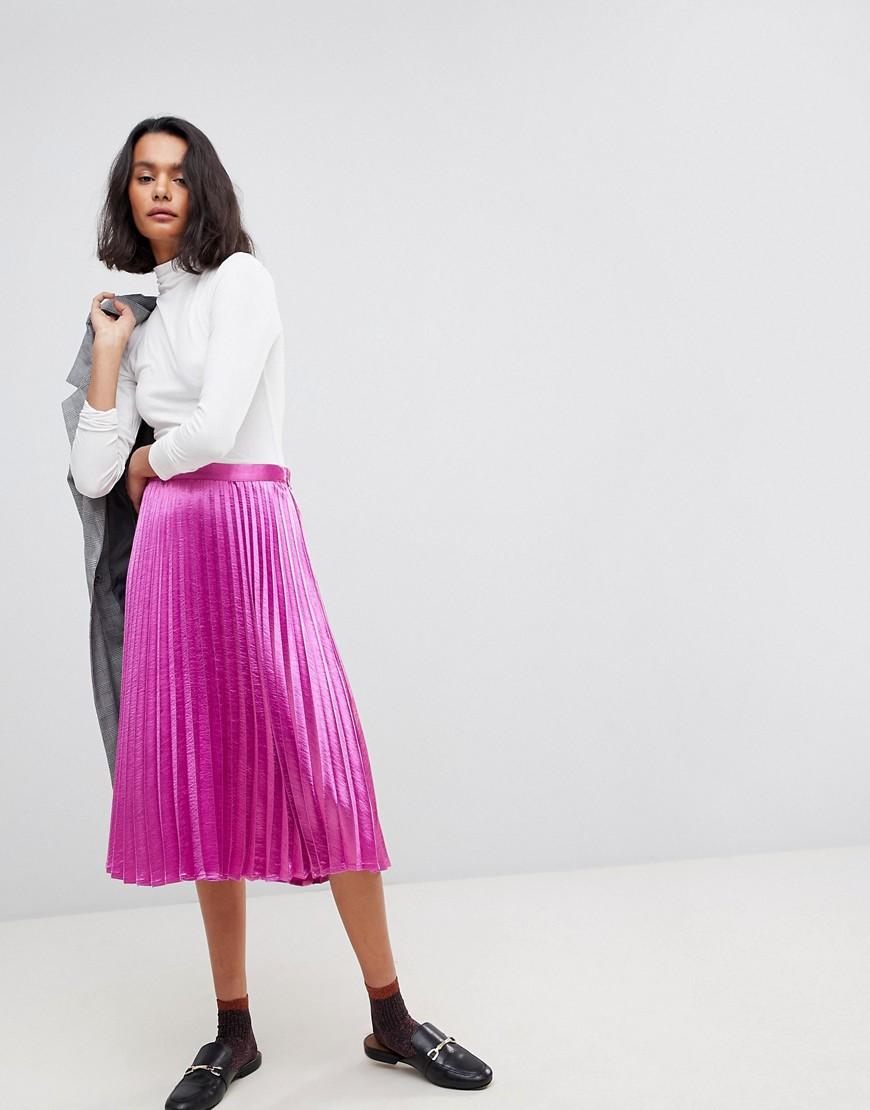 Vero Moda Pleated Midi Skirt - Pink | ModeSens