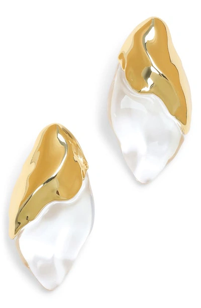 Alexis Bittar Molten Lucite Clip On Earrings In Silver/gold