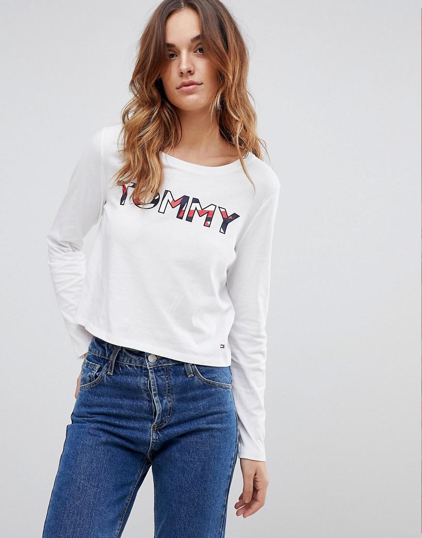 tommy hilfiger long sleeve crop top