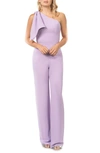 Dress The Population Women's Tiffany Asymmetric Stretch Crepe Wide-leg Jumpsuit In Wisteria