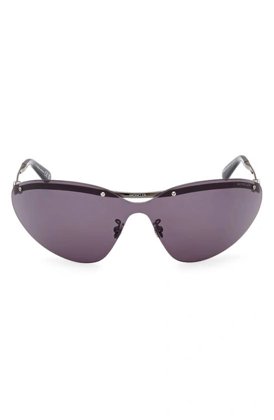 Moncler Rimless Metal Alloy Shield Sunglasses In Gunmetal