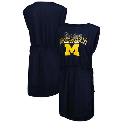 G-iii 4her By Carl Banks Navy Michigan Wolverines Goat Swimsuit Cover-up Dress