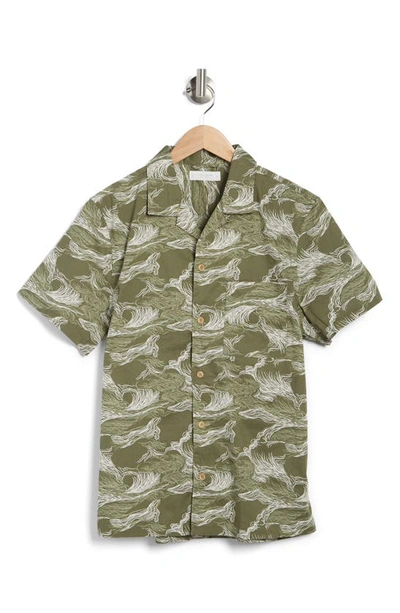 Lucky Brand Short Sleeve Button-up Club Shirt In Surf Wave Green