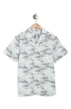 Lucky Brand Short Sleeve Button-up Club Shirt In Surf Wave White