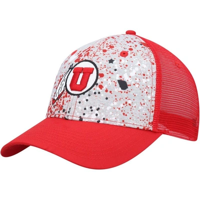 Colosseum Men's  Gray, Red Utah Utes Love Fern Trucker Snapback Hat In Gray,red