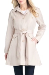 Kate Spade Fit & Flare Trench Coat With Removable Hood In Dove