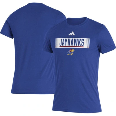 Adidas Originals Adidas Royal Kansas Jayhawks Wordmark Tri-blend T-shirt