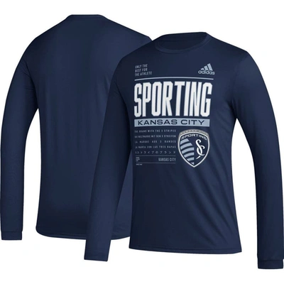 Adidas Originals Adidas Navy Sporting Kansas City Club Dna Long Sleeve T-shirt