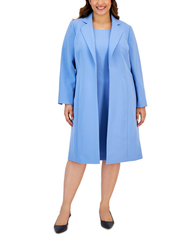 Le Suit Women's Crepe Topper Jacket & Sheath Dress Suit, Regular And Petite Sizes In Chambray