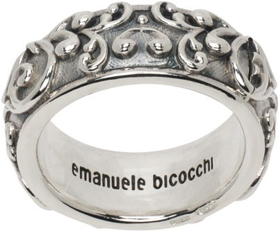Emanuele Bicocchi Grosser Ring Mit Arabesque-motiv In Sterling Silver