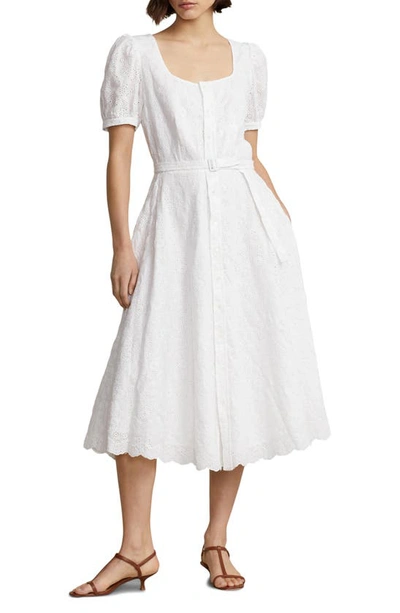 Polo Ralph Lauren Broderie-anglaise Belted Dress In White