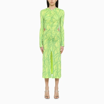 Rotate Birger Christensen Cut-out Detail Ruched Dress In Yellow