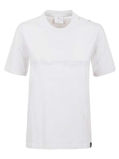 Courrèges Logo-print Cotton T-shirt In White