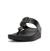 Fitflop Women's Halo Bead-circle Metallic Toe-post Sandals In Pewter Black
