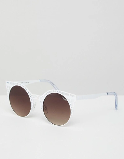 Quay Fleur Cut Out Cat Eye Sunglasses - White
