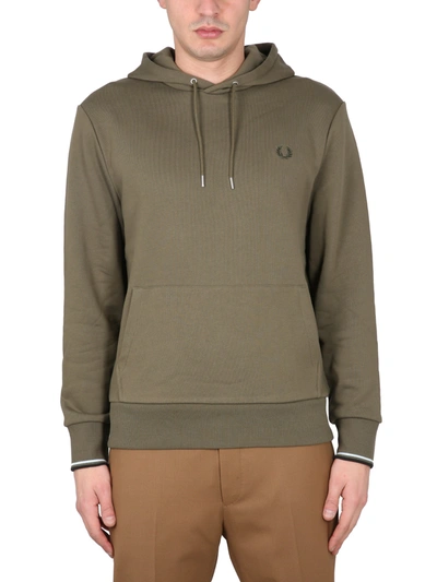 Fred Perry Sweatshirt With Logo Embroidery In Military Green