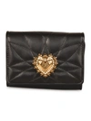 Dolce & Gabbana Devotion Quilted Snap Button Wallet In Black