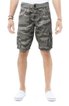 X-ray Belted Bermuda Cargo Shorts In Sage Camo