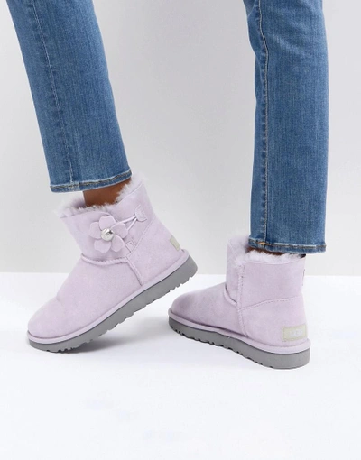 Ugg Mini Bailey Button Poppy Pink Flat Ankle Boots - Pink