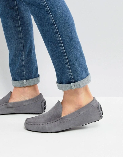 Hugo Boss Suede Logo Loafers In Gray Gray ModeSens