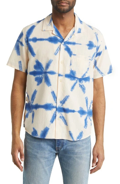 Corridor Sunrise Camp-collar Tie-dyed Cotton-voile Shirt In Blue