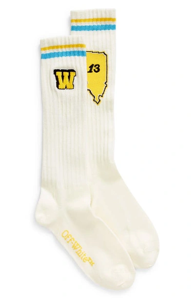 Off-white World Medium Socks In White Yellow
