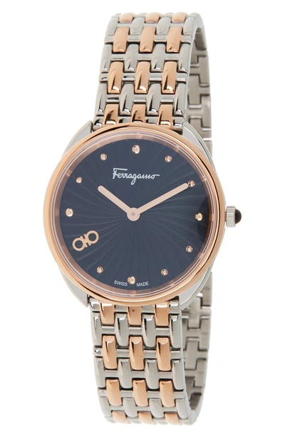Ferragamo Cuir Two-tone Bracelet Watch, 34mm In Two Tone