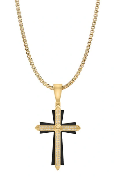 American Exchange Single Cross Box Chain Necklace In Gold