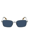 Lanvin Mother & Child 56mm Rectangular Sunglasses In Dark Rutheniium/ Blue