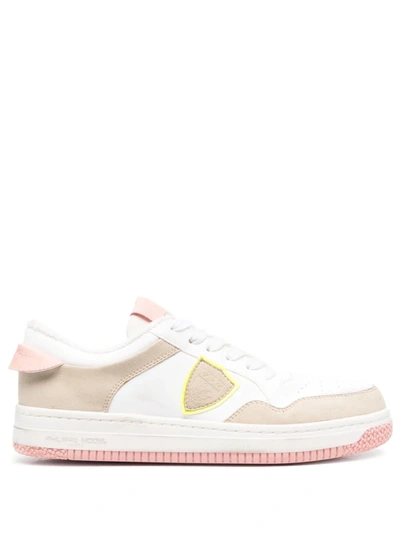 Philippe Model Lyon Low Sneakers - Blanc Rose In Blanc/rose